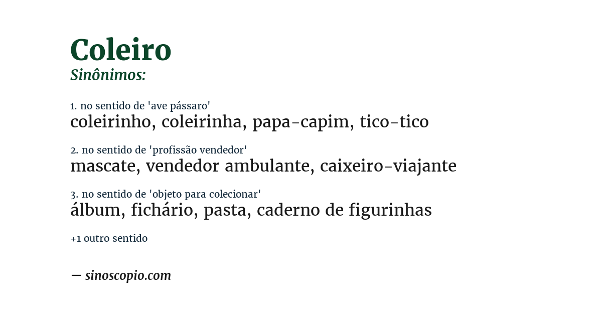 Sinônimo de coleiro