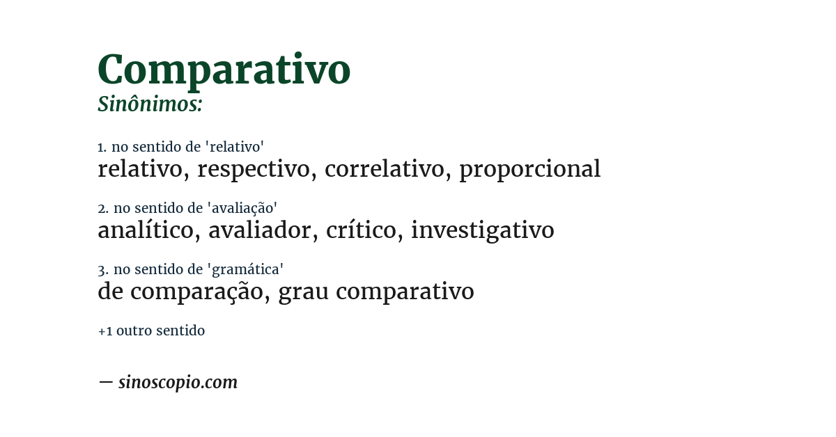 Sinônimo de comparativo