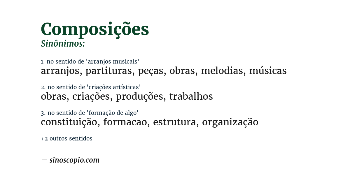 Sinônimo de composições