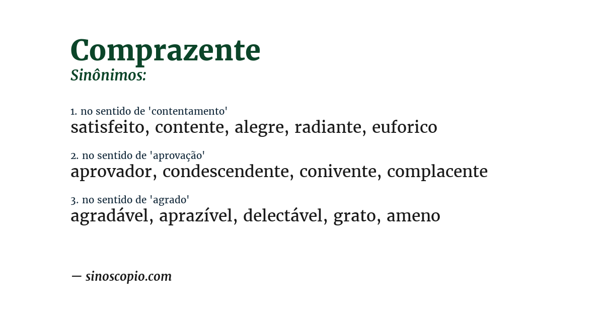 Sinônimo de comprazente