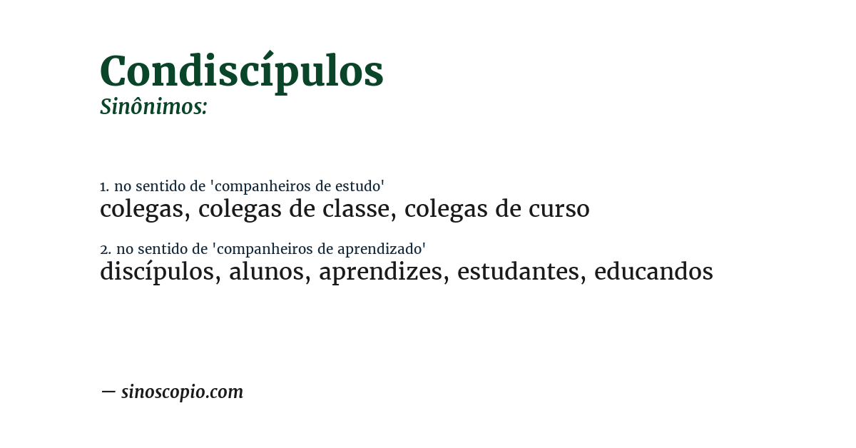 Sinônimo de condiscípulos
