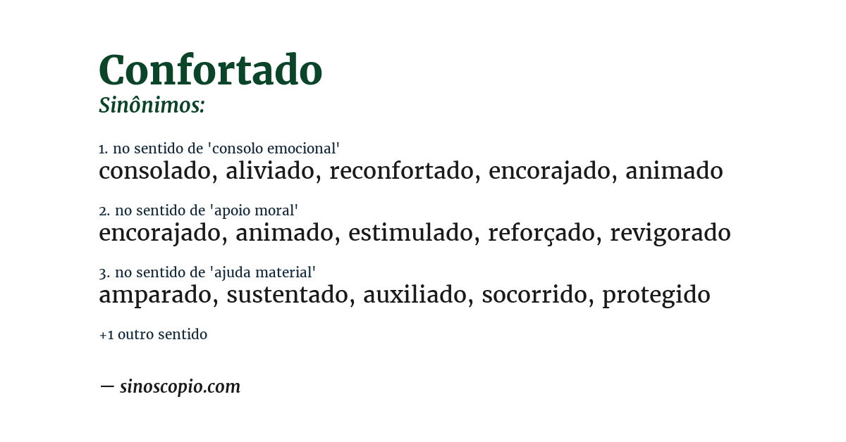 Sinônimo de confortado