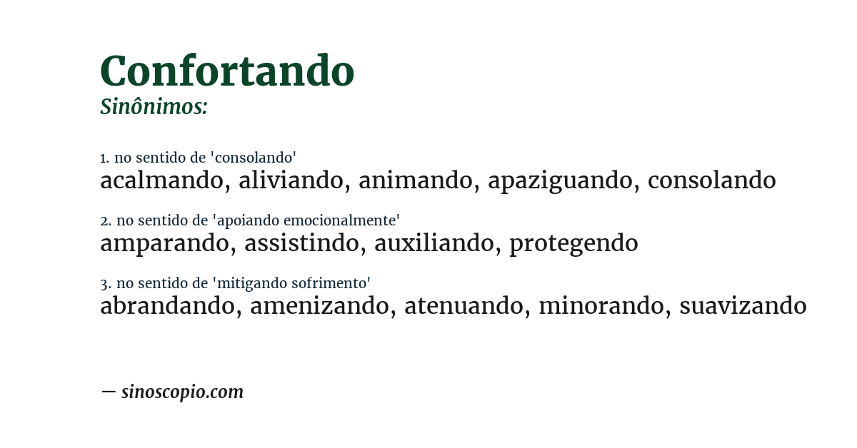 Sinônimo de confortando