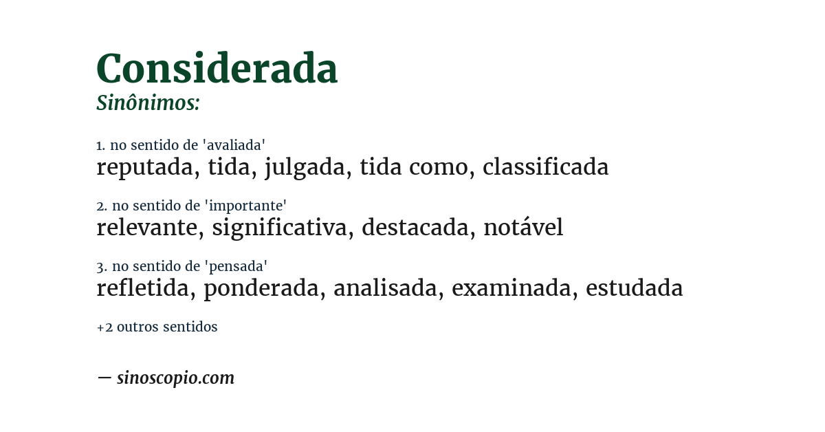 Sinônimo de considerada
