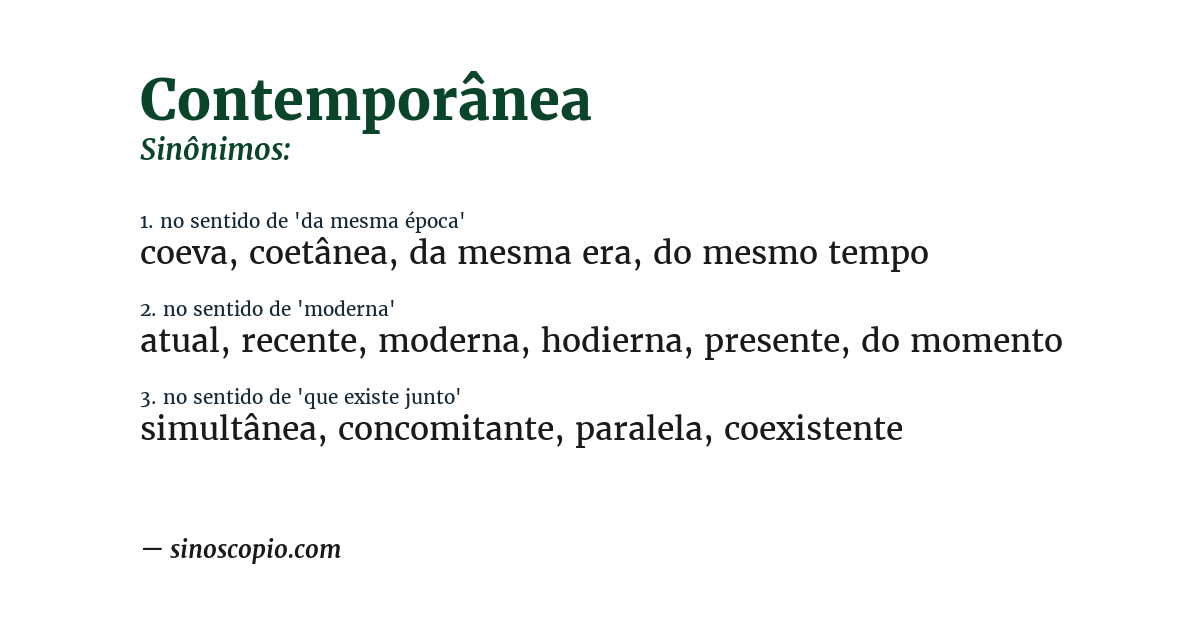 Sinônimo de contemporânea