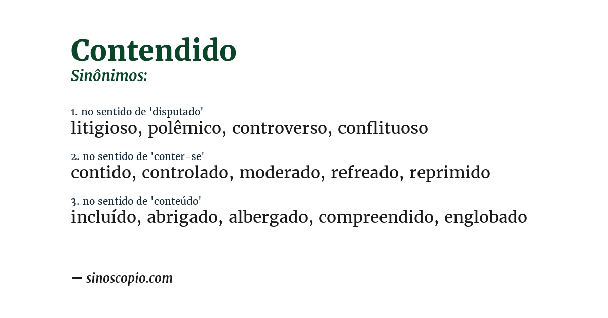 Sinônimo de contendido