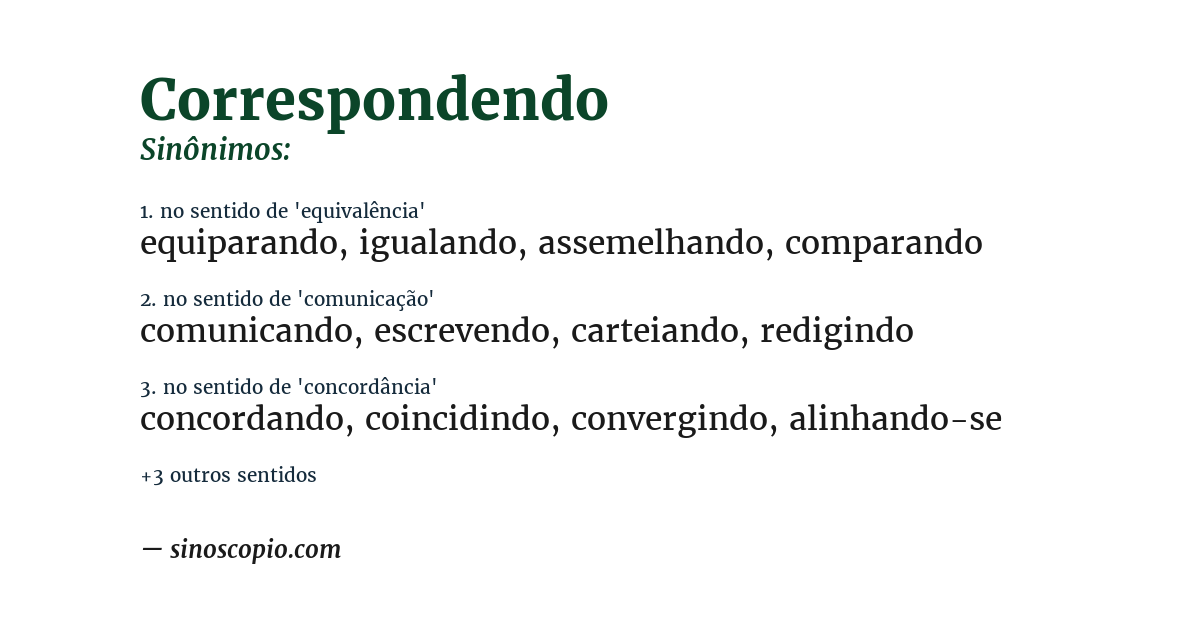 Sinônimo de correspondendo