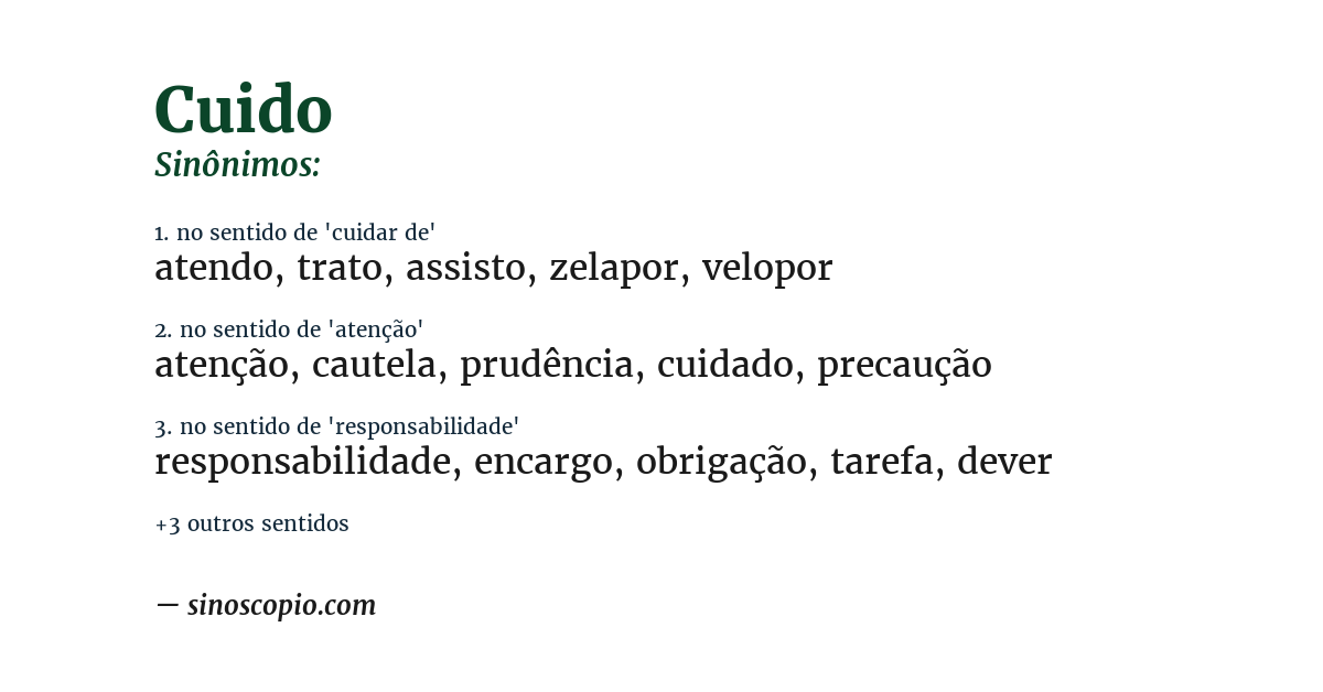 Sinônimo de cuido