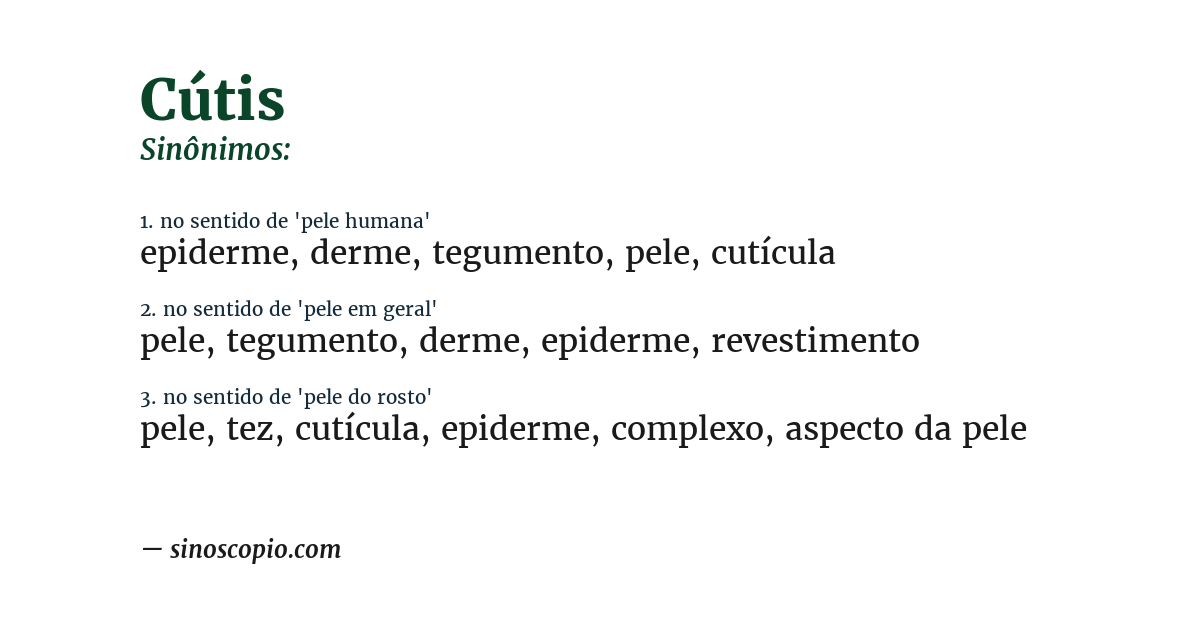 Sinônimo de cútis