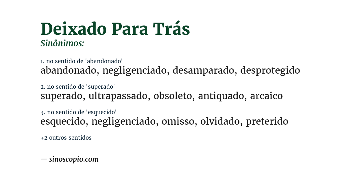 Sinônimo de deixado para trás