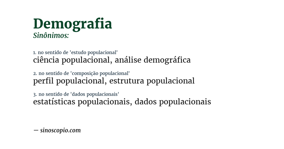 Sinônimo de demografia