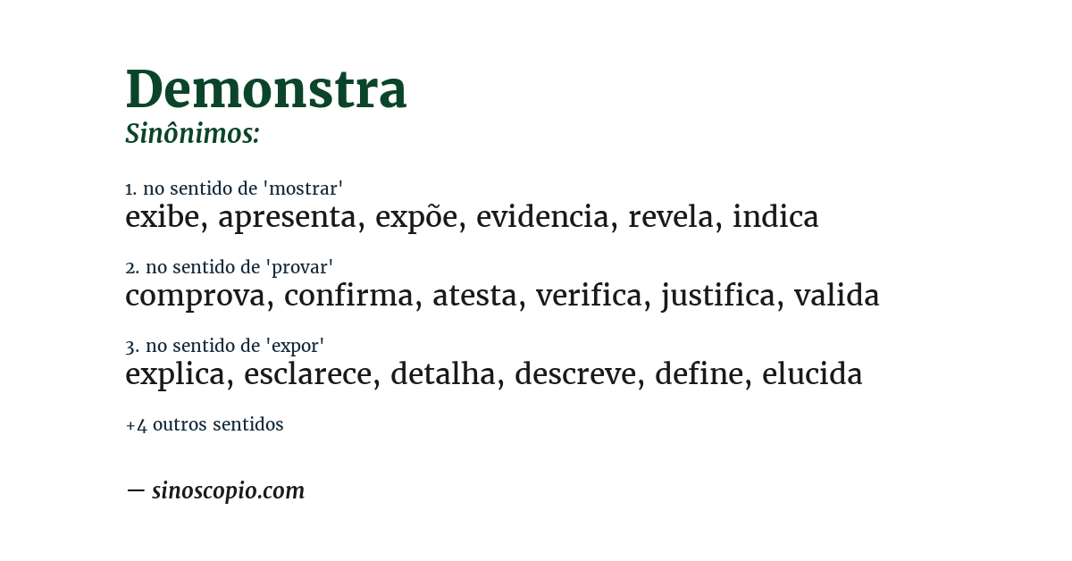 Sinônimo de demonstra