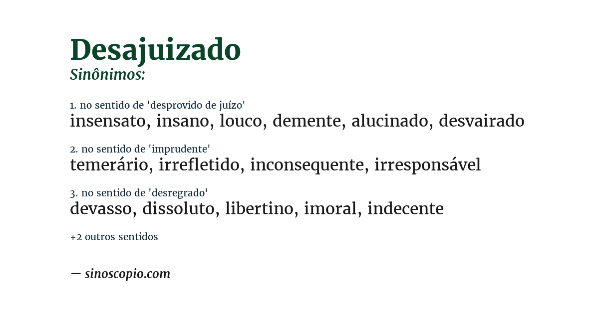 Sinônimo de desajuizado