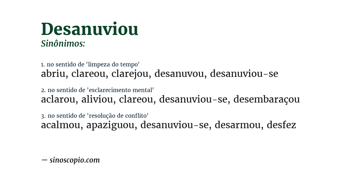 Sinônimo de desanuviou