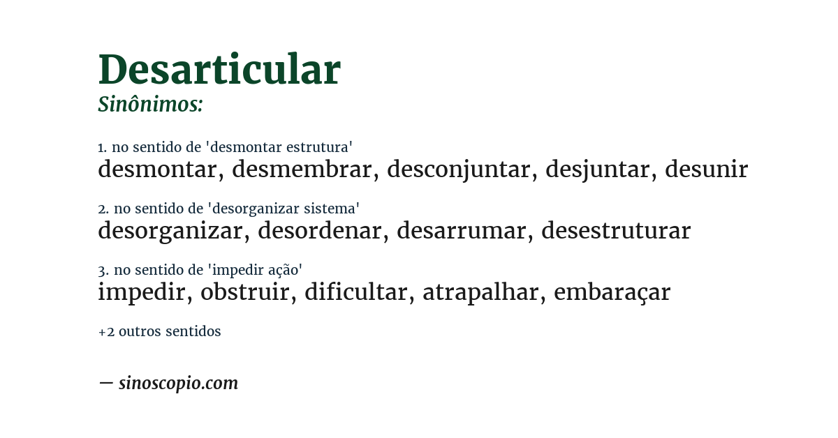Sinônimo de desarticular