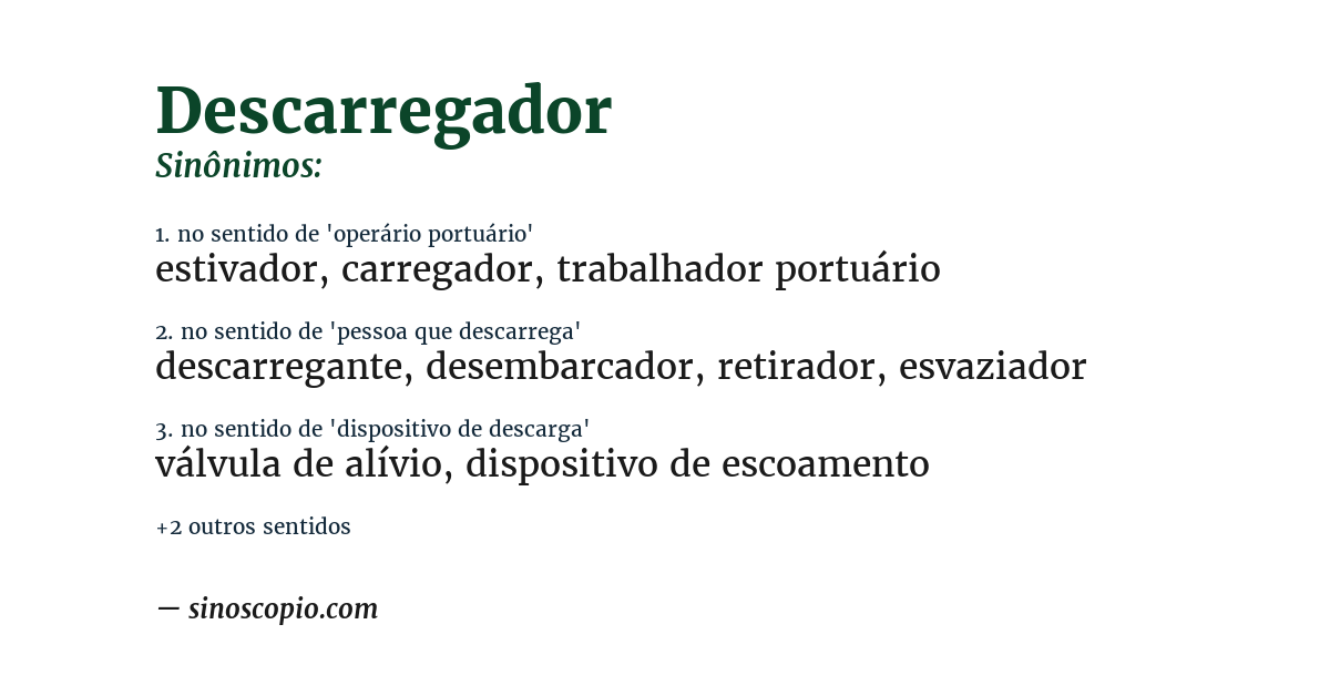 Sinônimo de descarregador