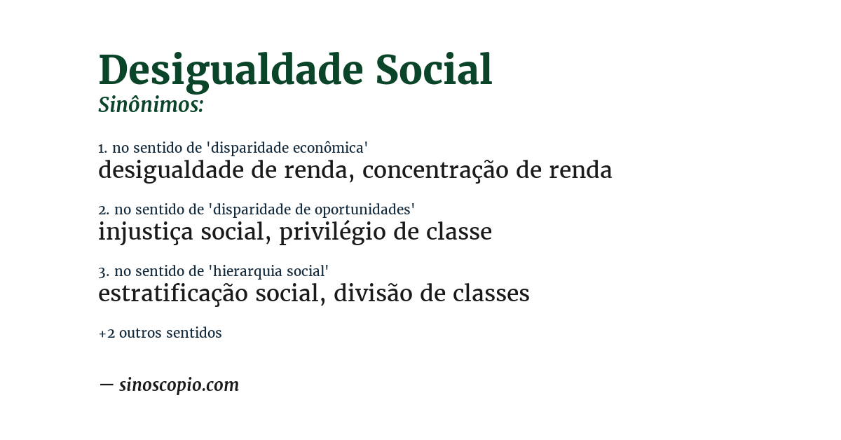 Sinônimo de desigualdade social