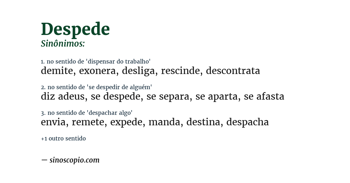 Sinônimo de despede