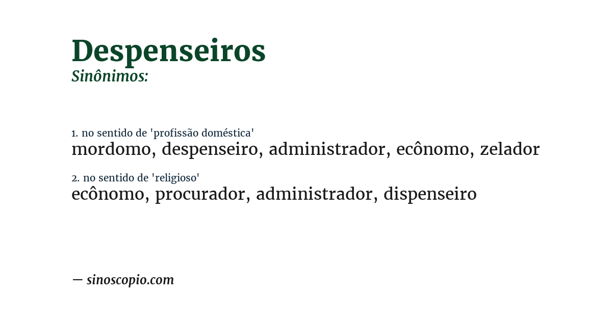Sinônimo de despenseiros