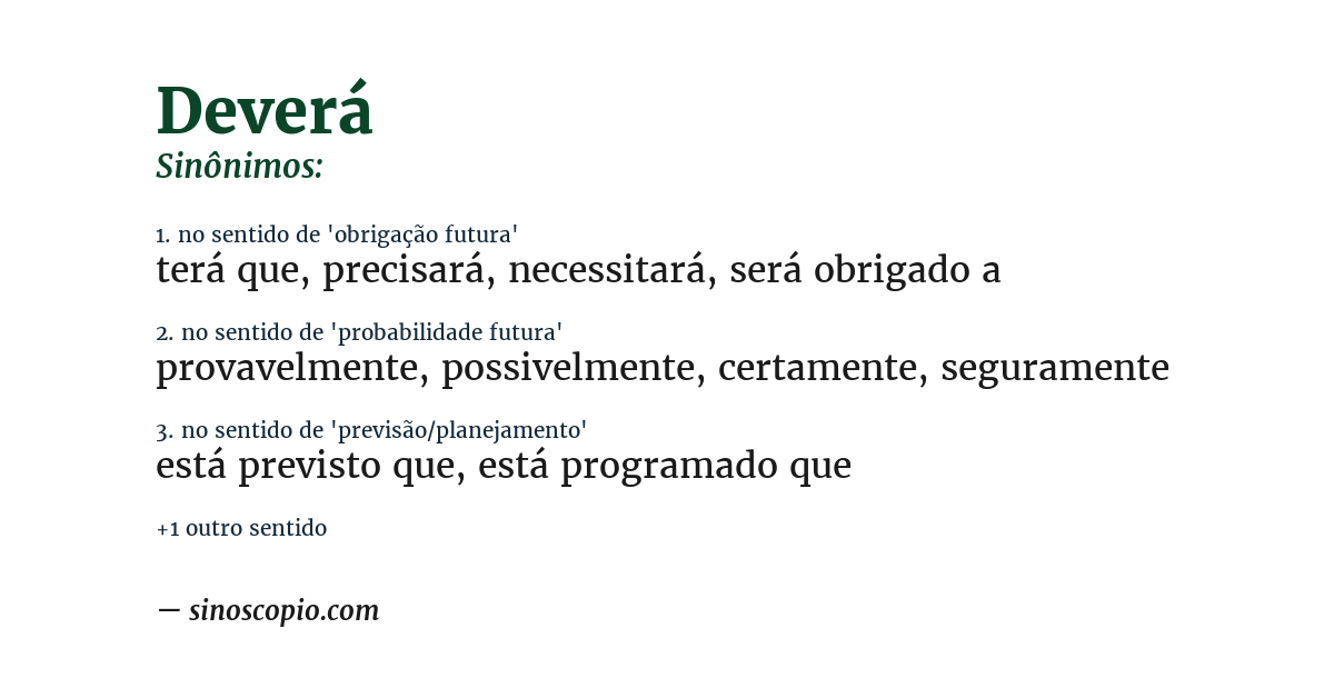 Sinônimo de deverá