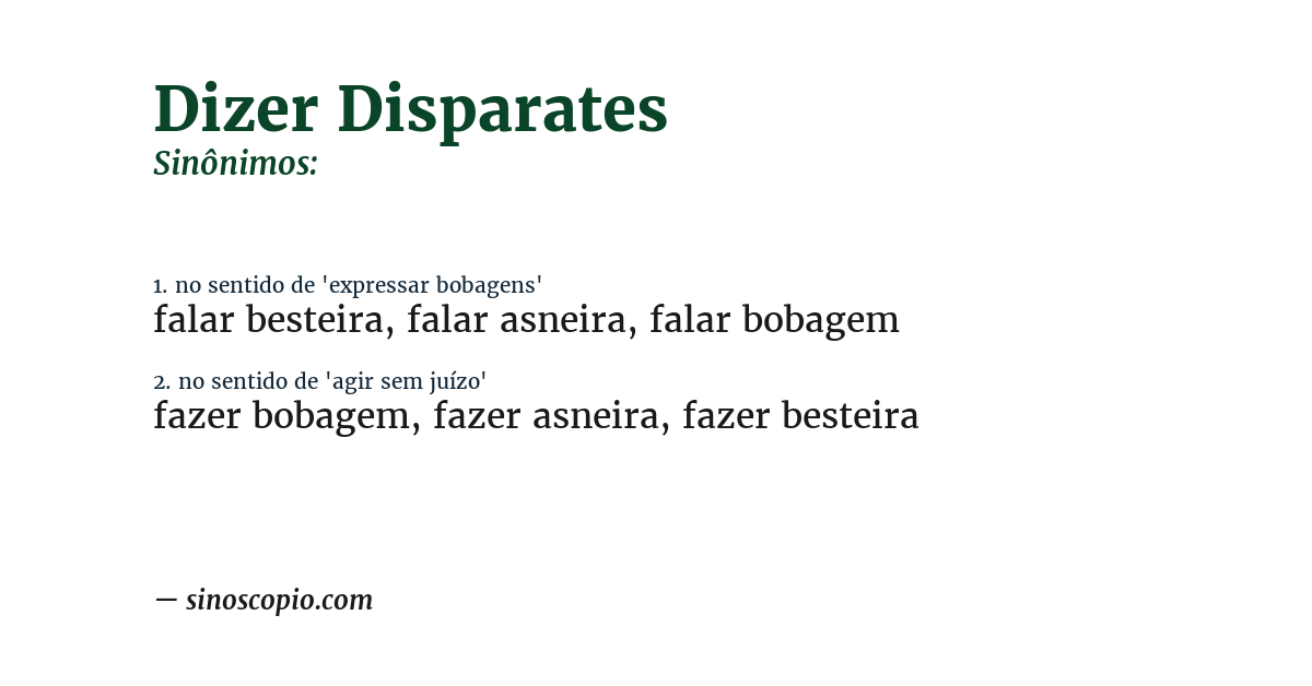 Sinônimo de dizer disparates
