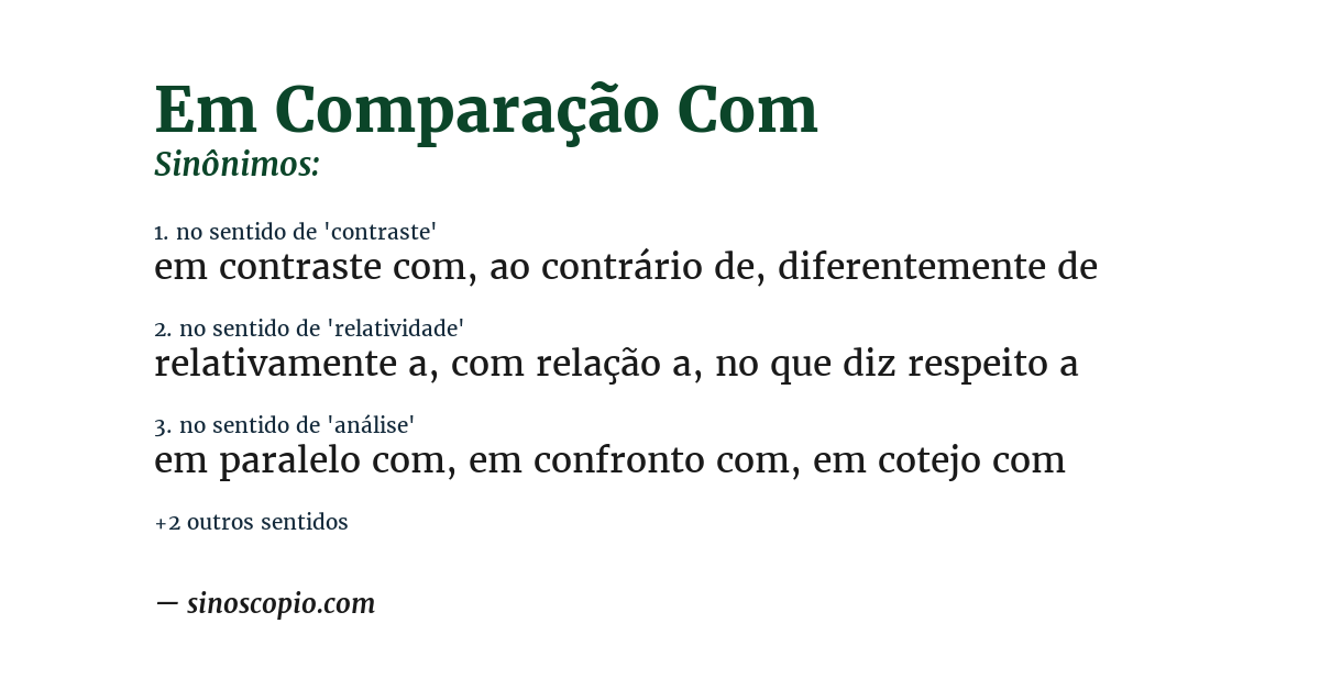 Sinônimo de em comparação com