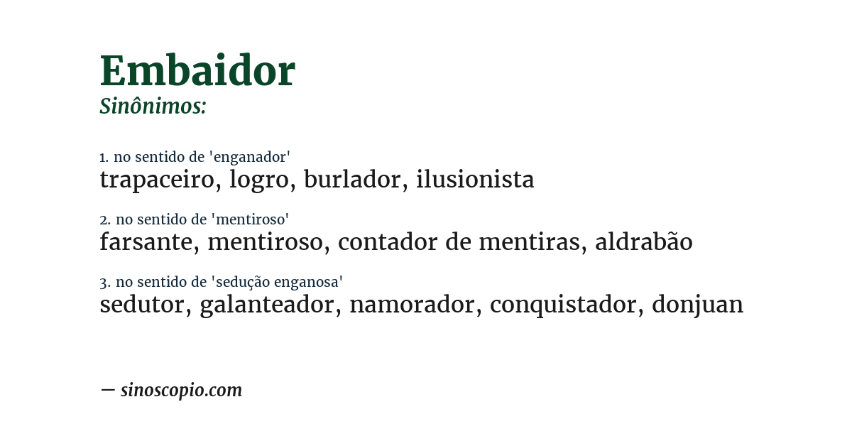 Sinônimo de embaidor