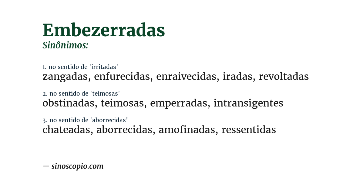 Sinônimo de embezerradas
