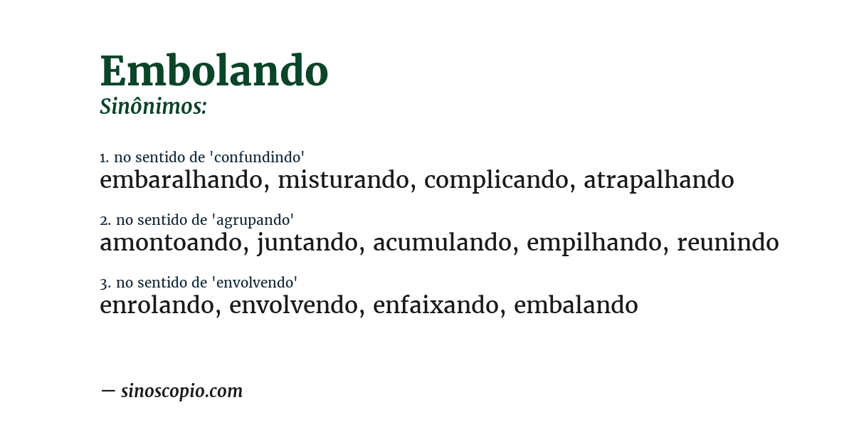Sinônimo de embolando