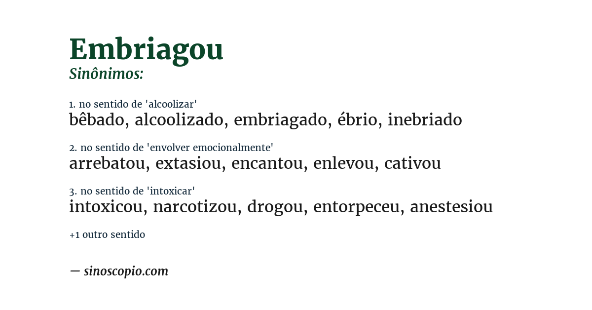 Sinônimo de embriagou