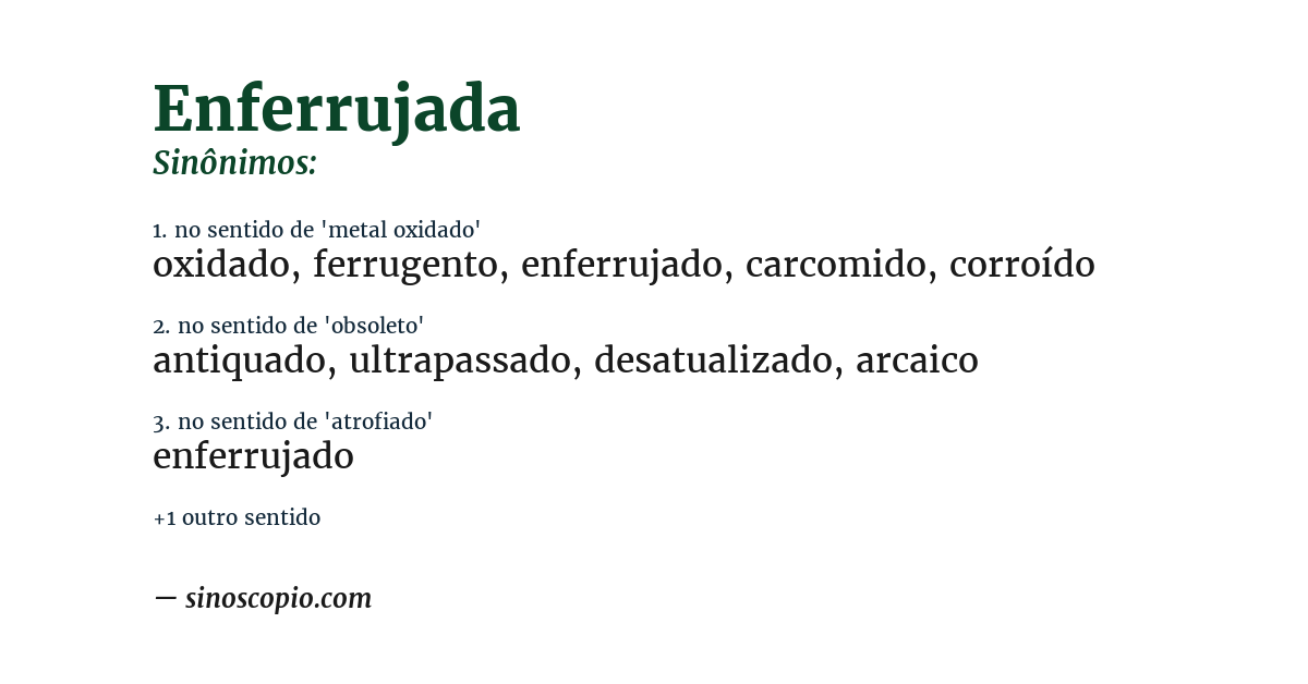 Sinônimo de enferrujada