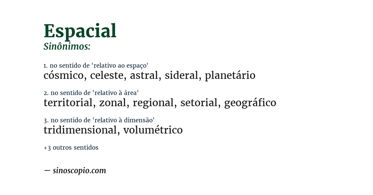 Sinônimo de espacial