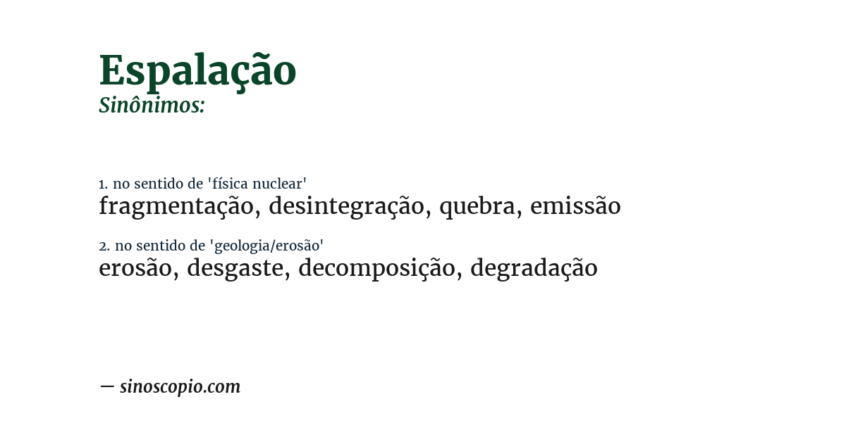 Sinônimo de espalação