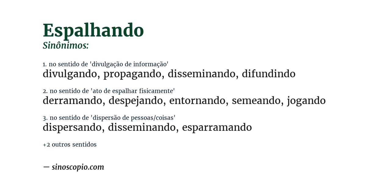 Sinônimo de espalhando