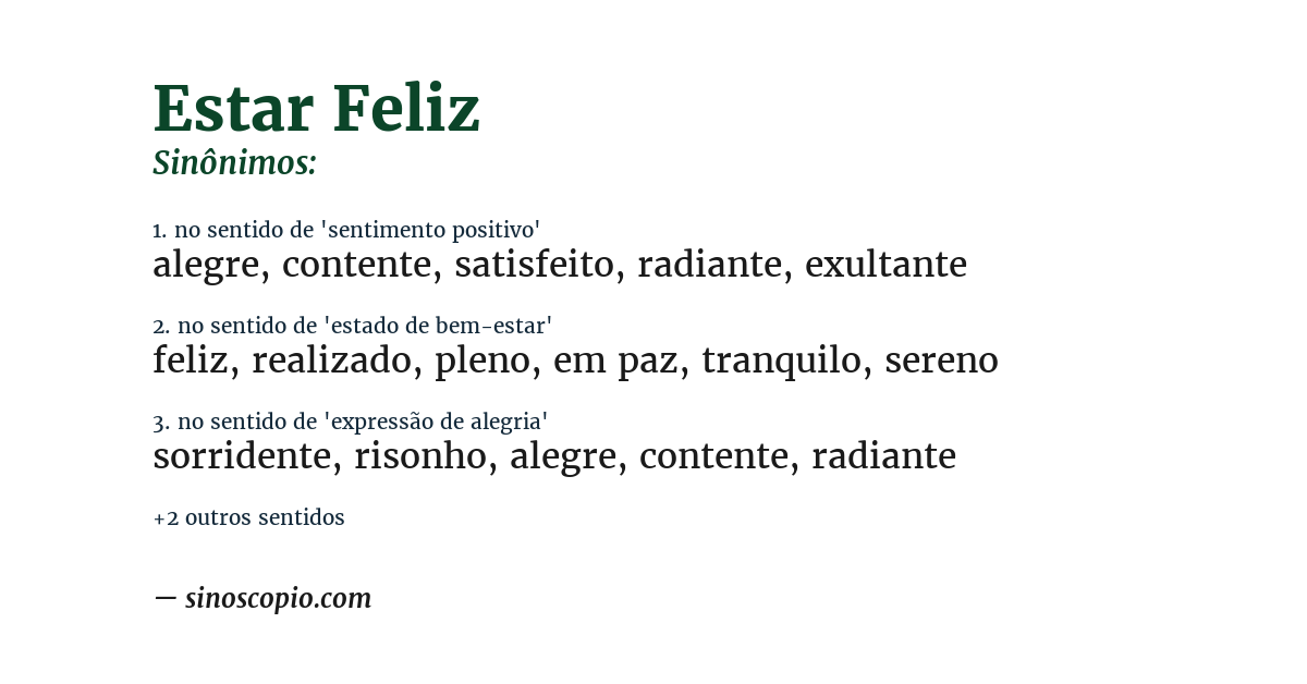 Sinônimo de estar feliz