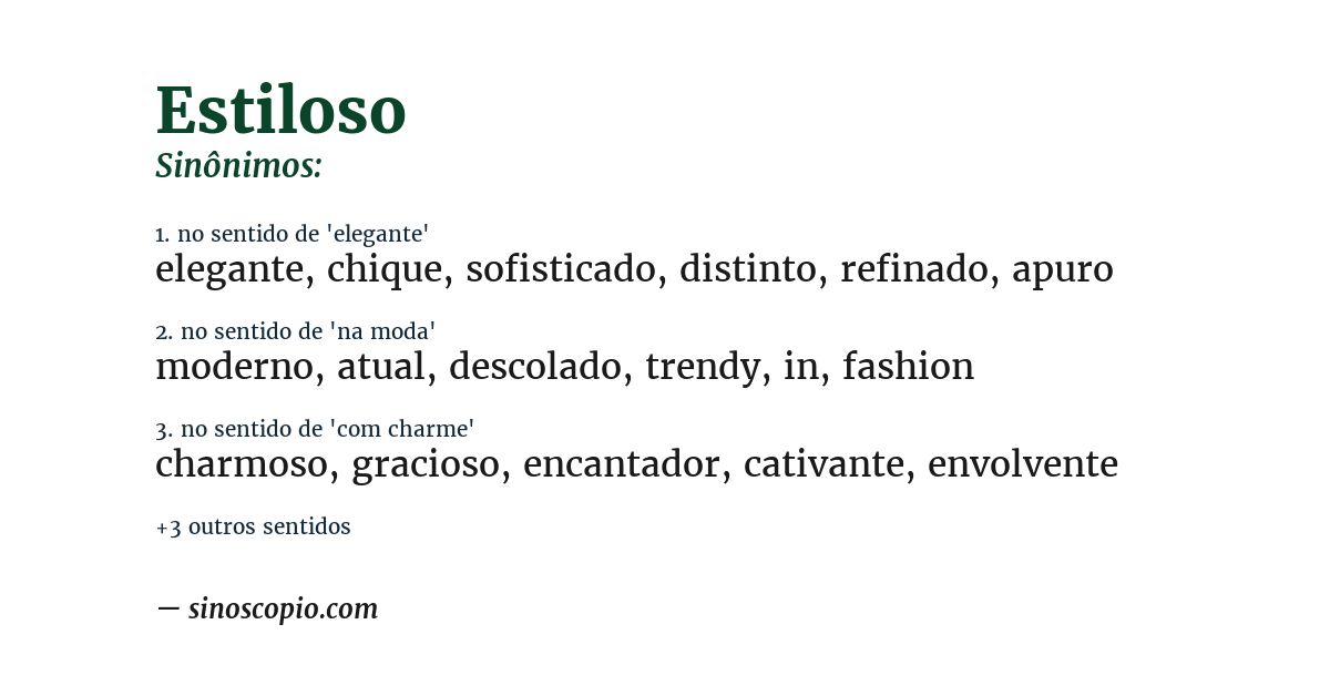 Sinônimo de estiloso