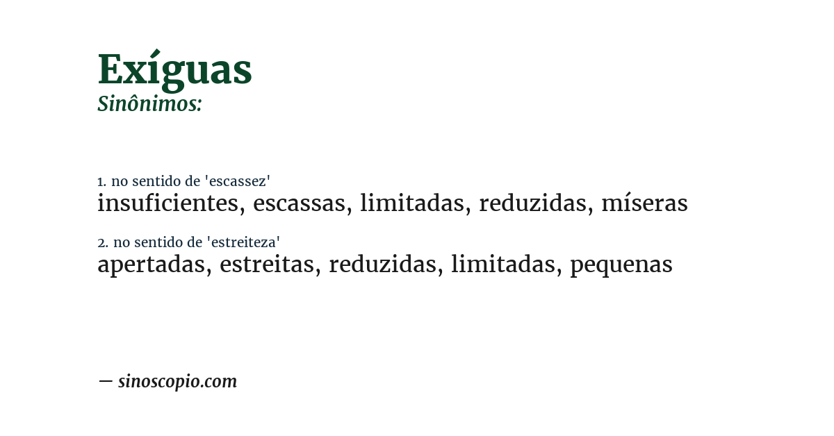 Sinônimo de exíguas