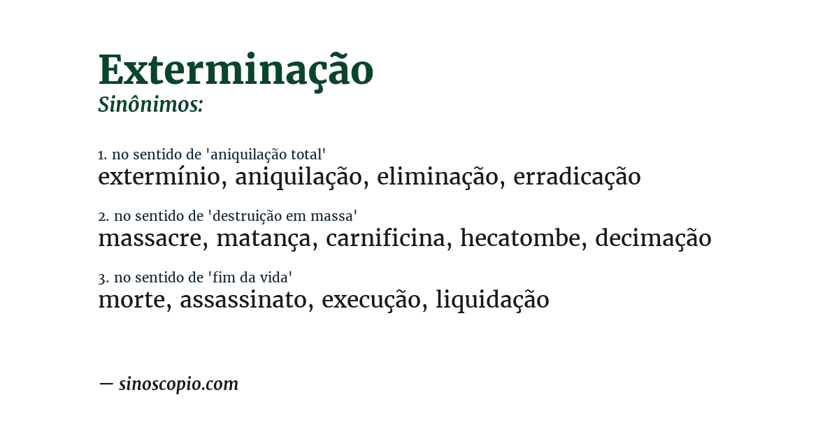 Sinônimo de exterminação