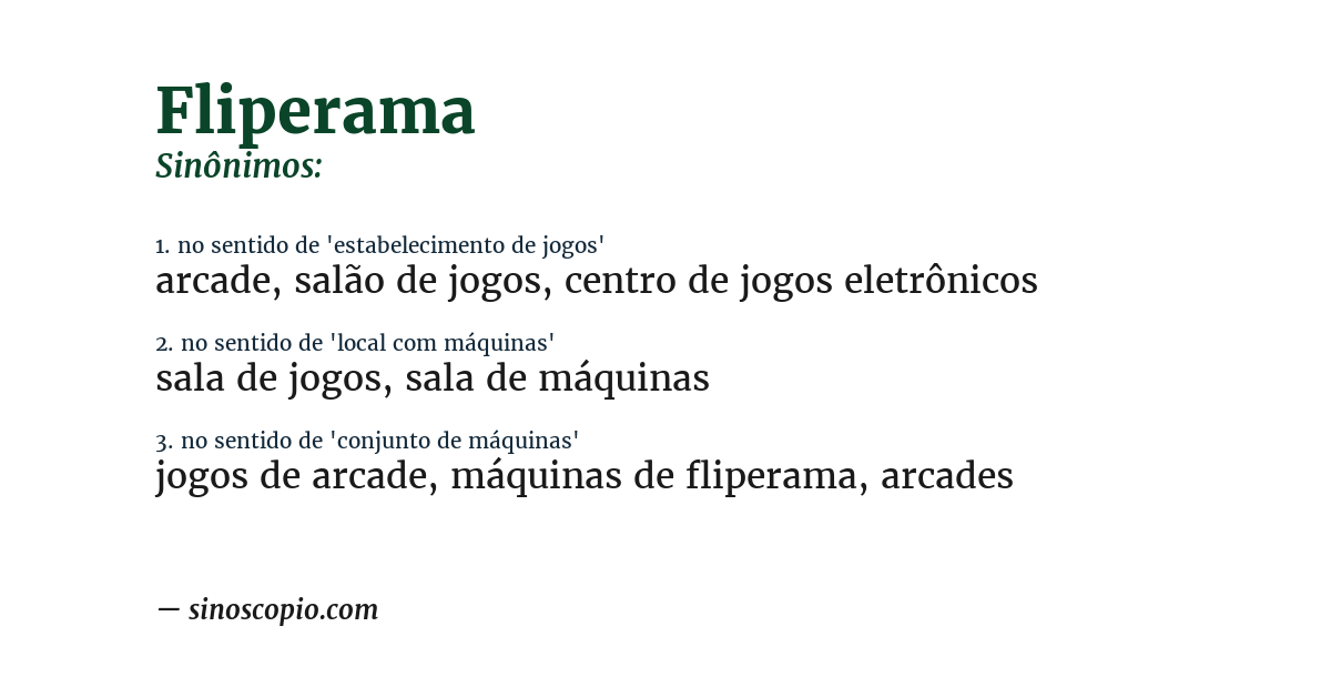 Sinônimo de fliperama