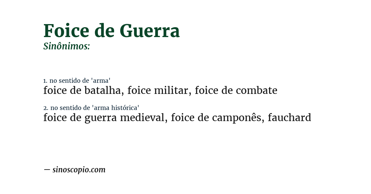 Sinônimo de foice de guerra