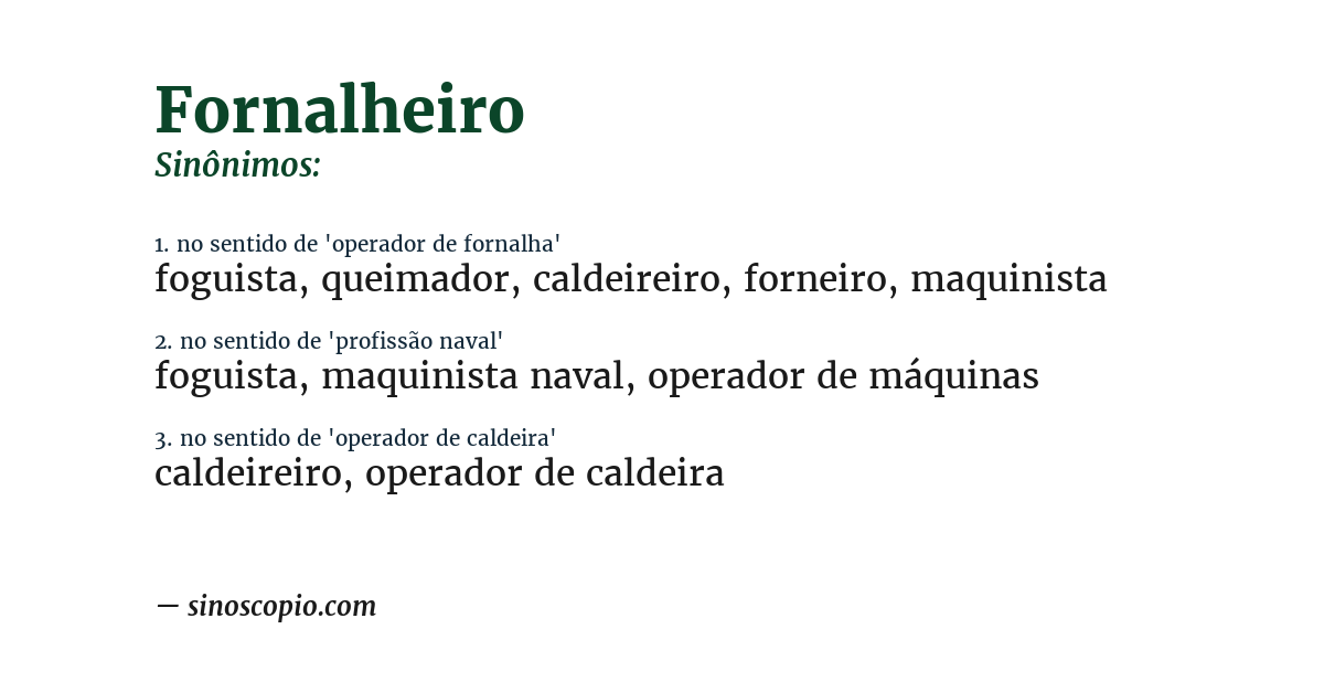 Sinônimo de fornalheiro