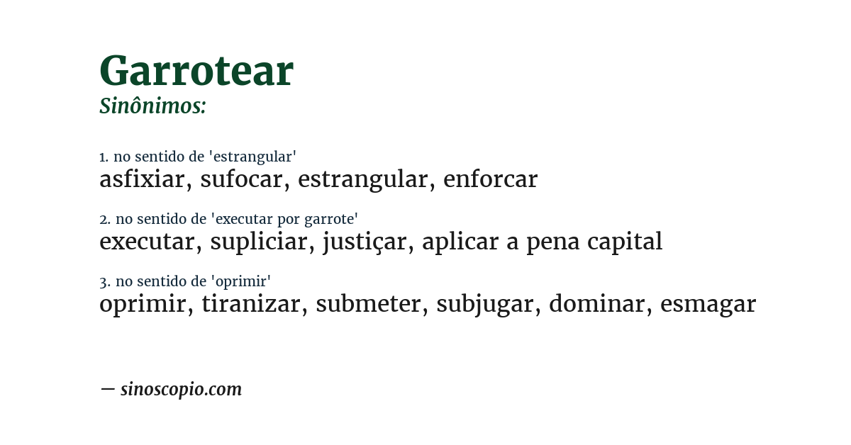 Sinônimo de garrotear