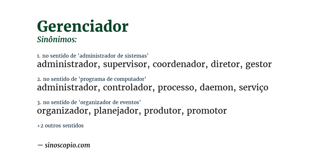 Sinônimo de gerenciador