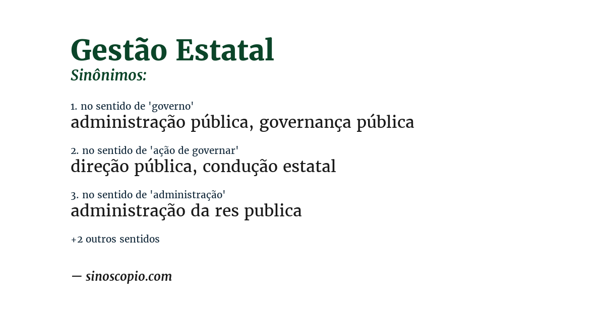 Sinônimo de gestão estatal