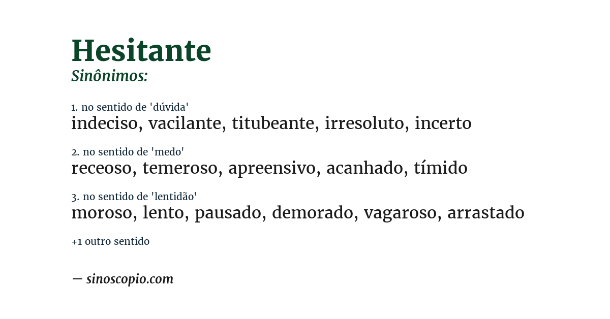 Sinônimo de hesitante
