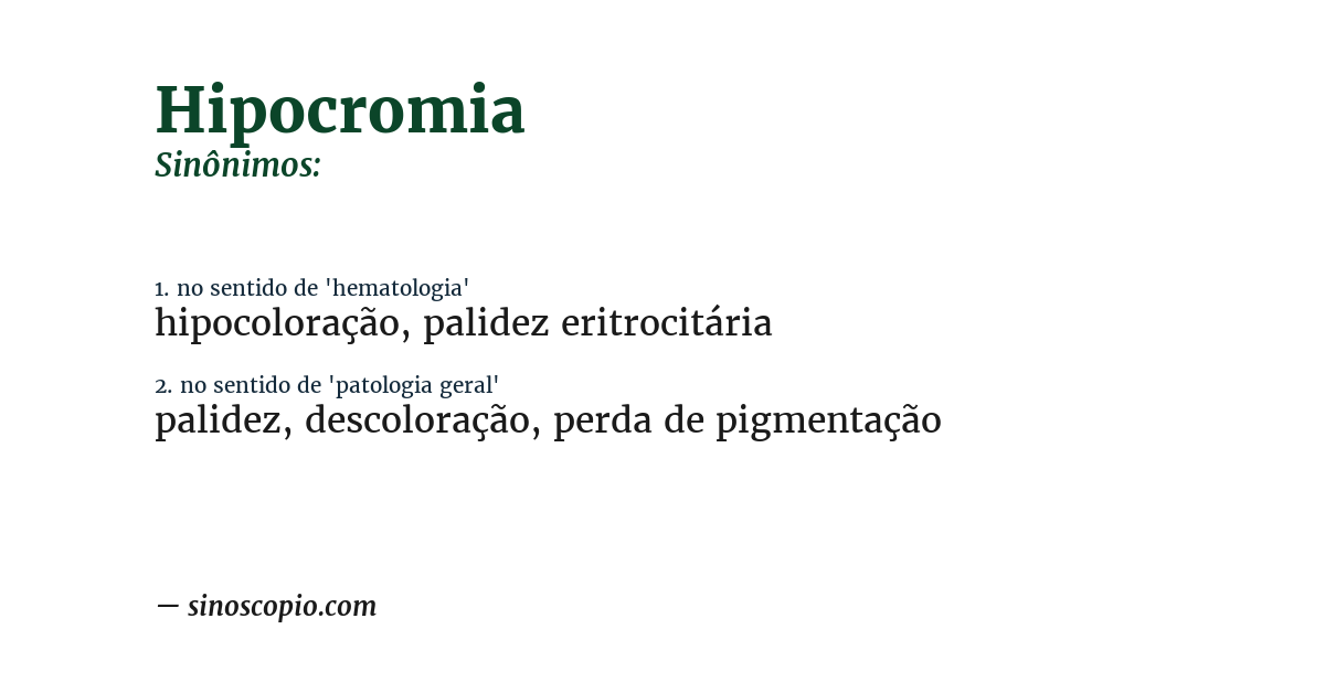 Sinônimo de hipocromia