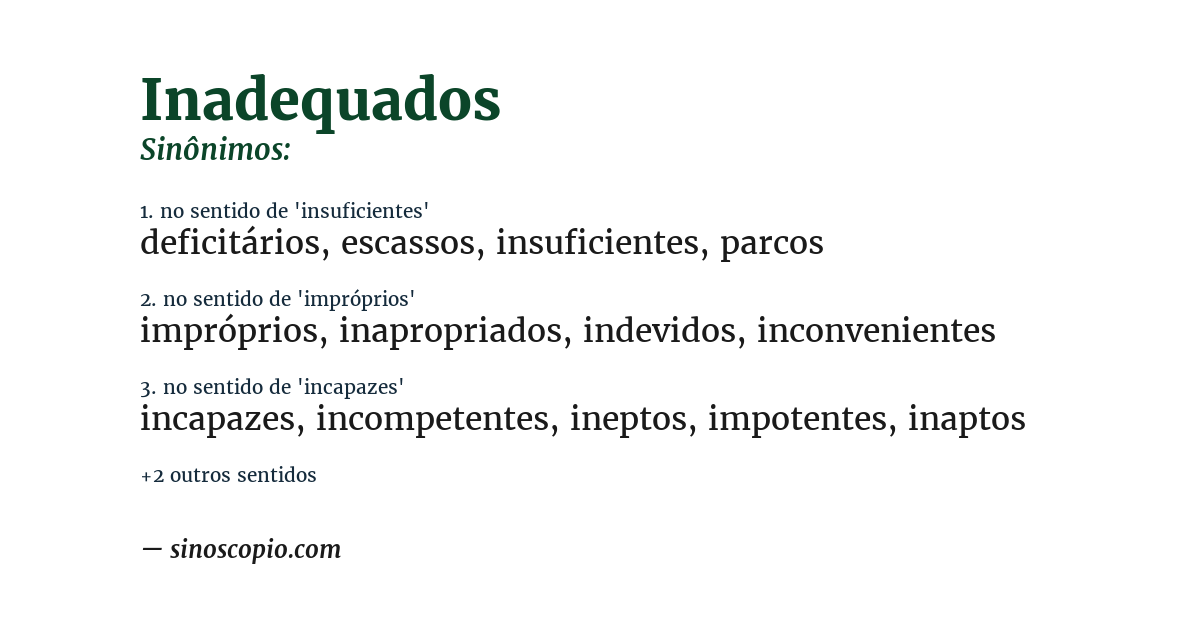 Sinônimo de inadequados