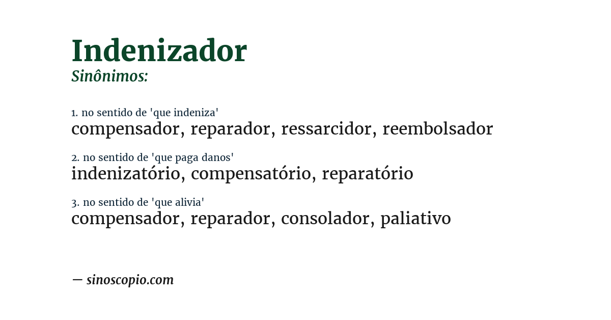 Sinônimo de indenizador