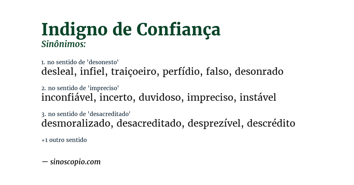 Sinônimo de indigno de confiança