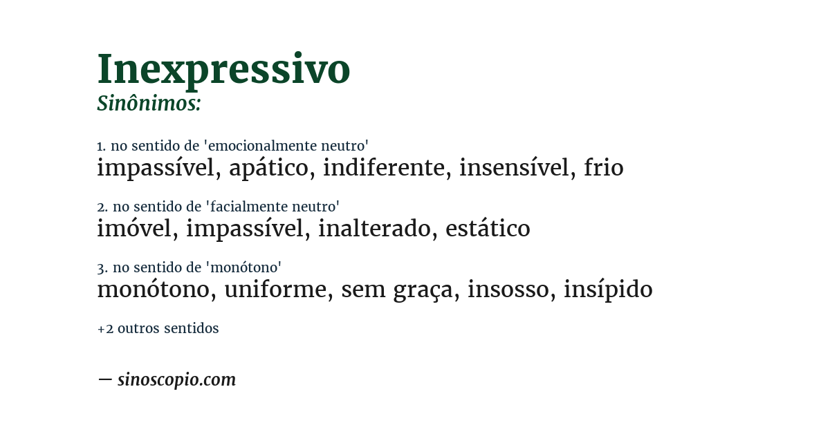 Sinônimo de inexpressivo
